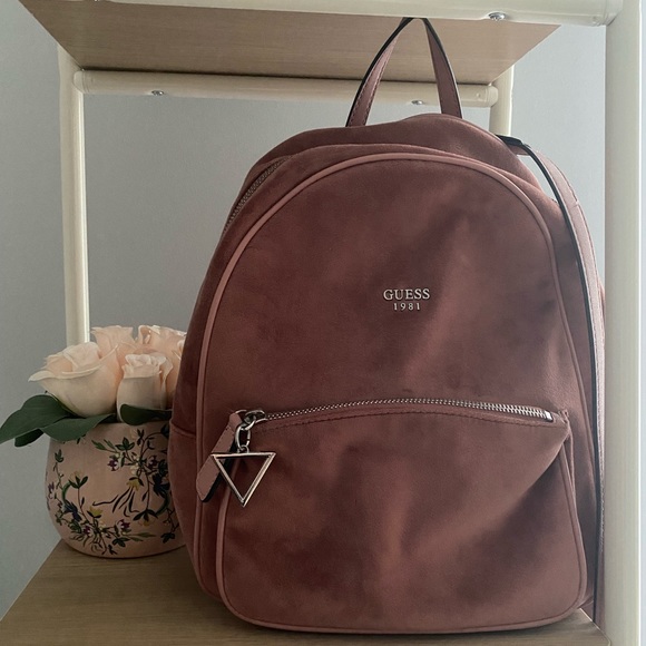 Guess Handbags - little pink velour back pack from Guess.